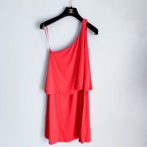 Susana Monaco Revolve one shoulder tiered mini dress red size medium